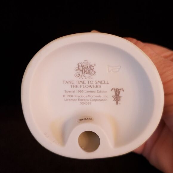 Vintage Precious Moments Porcelain Figurine 1994 "Take Time To Smell the Flowers - Picture 8 of 8